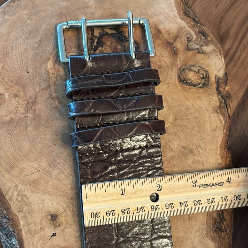 Talbots Crocodile Pattern Leather Belt - Dark Brown - Small - Picture 4 of 5